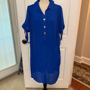 Indigo Rose Royal Blue Shirt Dress Size 1X Lined.
